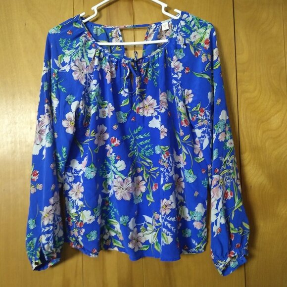 Sunday Funday Women's Small Floral Long Sleeve Pullover Blouse Boho Peasant - Picture 1 of 6
